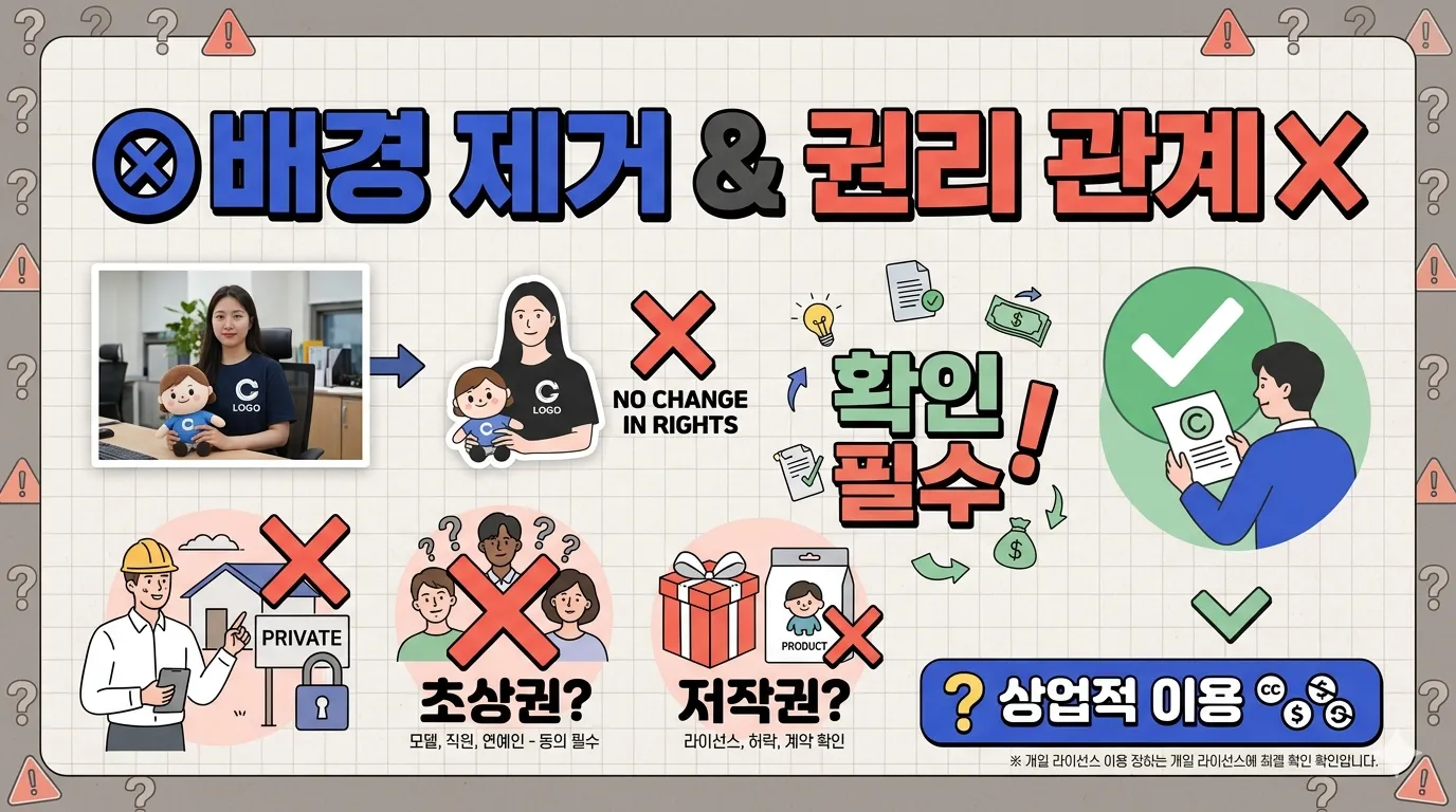 이미지 배경 제거 후 상업적 이용 전 확인해야 할 저작권, 초상권, 상표권 체크리스트